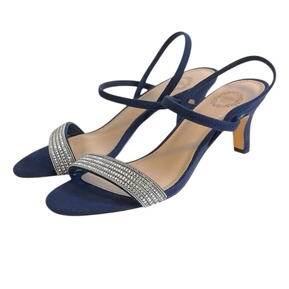 I. Miller Netany Kitten Heel Sandals Dark Navy Blue Suede Size 6.5 M Formal-New - Picture 12 of 12